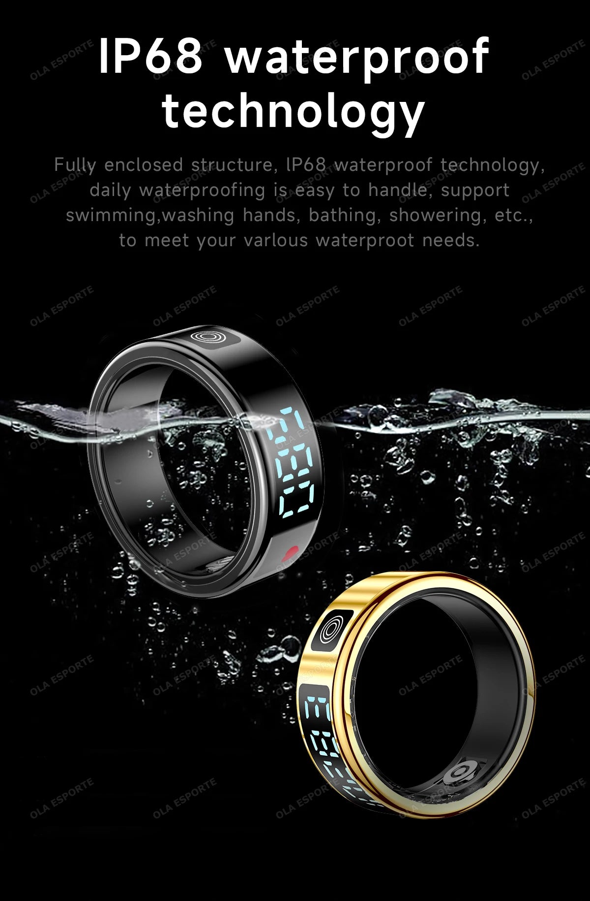 R12 Smart Ring - Display Screen, Wireless Charging, Health Tracker, Waterproof