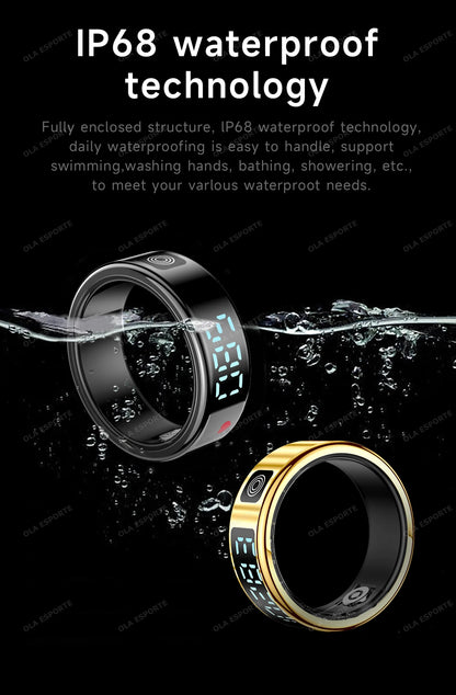 R12 Smart Ring - Display Screen, Wireless Charging, Health Tracker, Waterproof