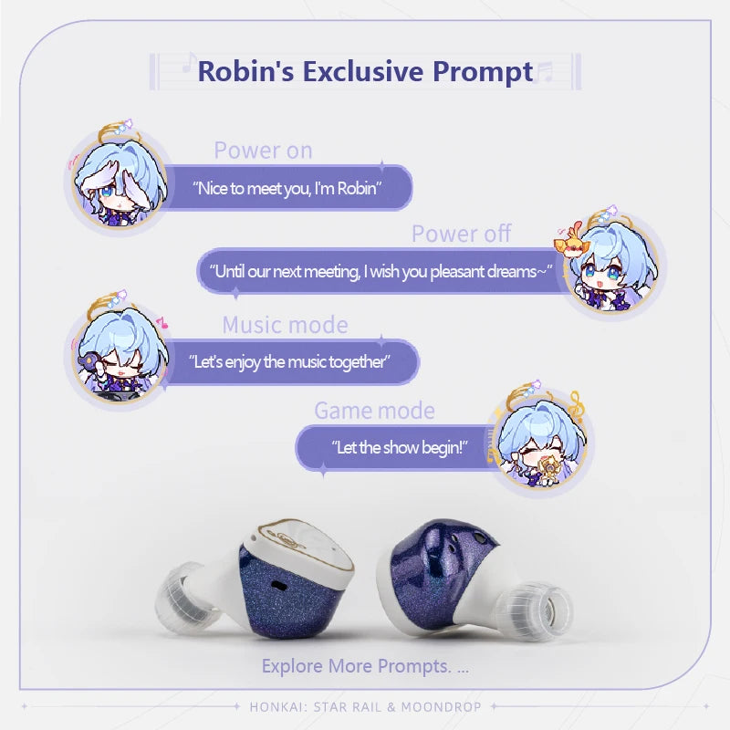 MOONDROP ROBIN Earphone Honkai Star Rail Robin's Earphones TWS Hybrid Dynamic Driver + Planar Driver ANC TWS Earphones