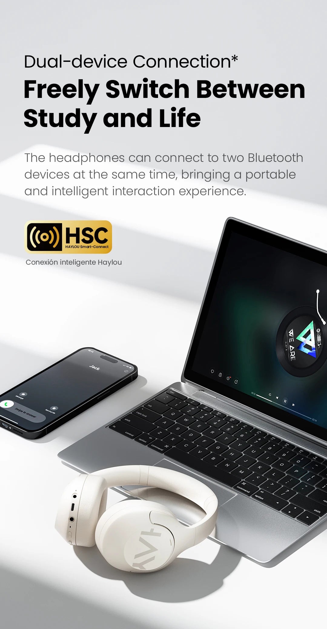 HAYLOU S30 Bluetooth 5.4 Headphones - 43dB ANC, 80H Playtime