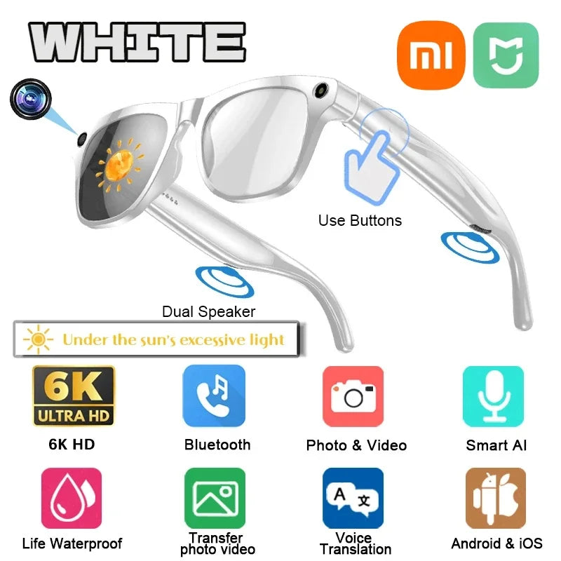 Xiaomi 6K AI Smart Glasses - Photochromic, Bluetooth, Voice Assistant, Camera
