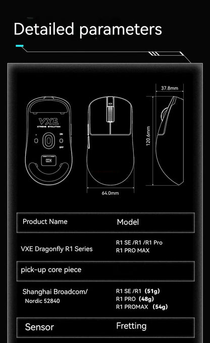 Vxe Dragonfly R1SE R1 R1pro R1ProMax Gaming Mouse Mouse Rechargeable Gamer Paw3395 Lightweight Ergonomic Wireless Mouse Esport