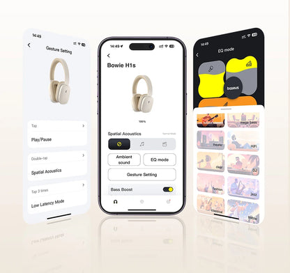 Baseus Bowie H1s Wireless Headphones - 46dB ANC, Hi-Res Spatial Audio, 120H