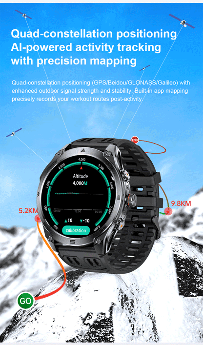 Military GPS Smartwatch - Dual-Band GNSS, 10ATM, Compass, Altimeter