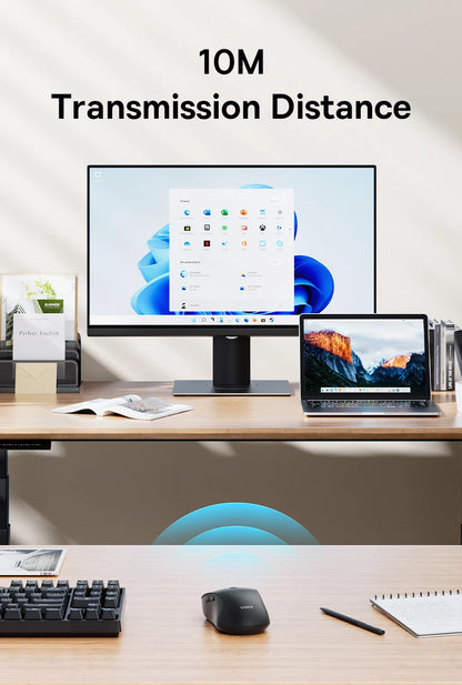 Baseus F02 Wireless Mouse Bluetooth 5.2 2.4G 4000DPI Ergonomic 7 Mute Buttons Mice for iPad MacBook Tablet Laptop Computer Mouse