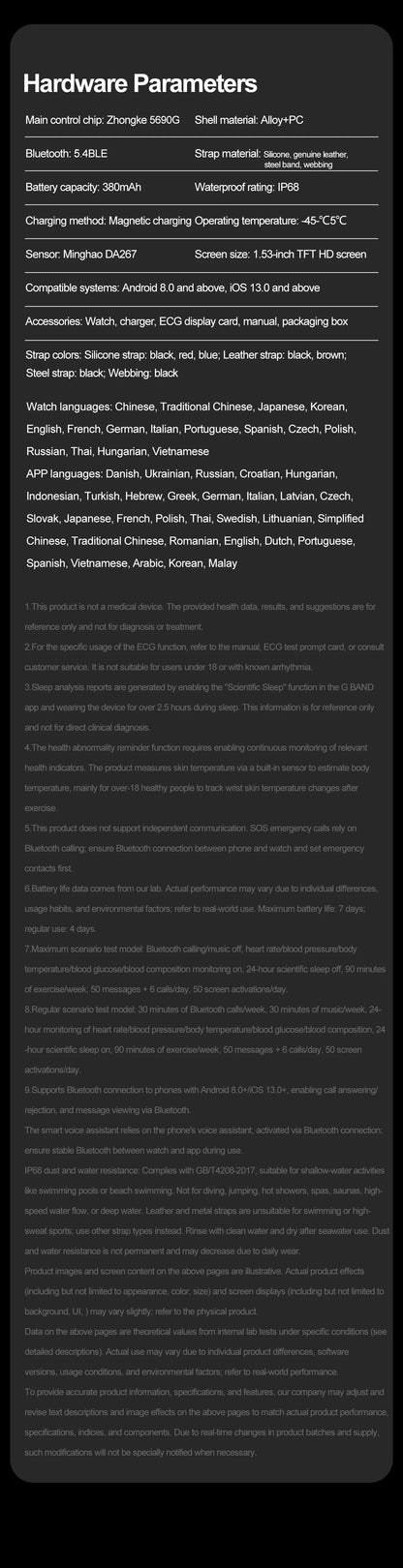 Health Smart Watch - ECG, Blood Pressure, Body Fat Analysis