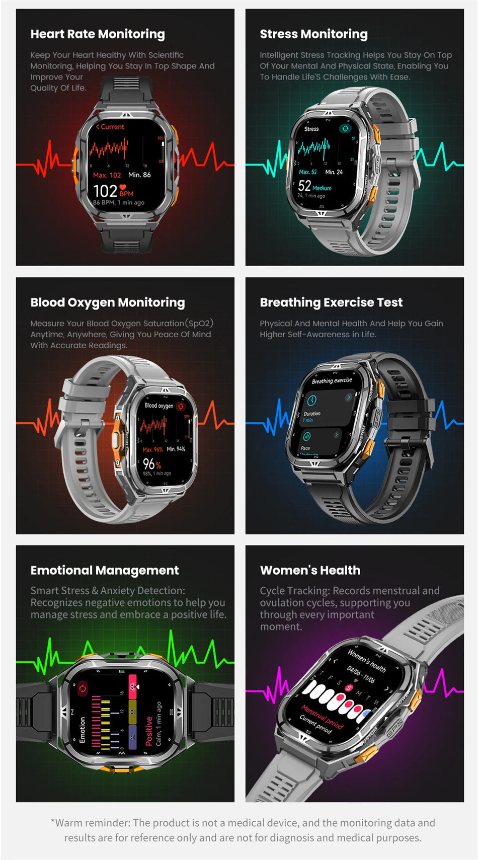 Military GPS Smart Watch - 5ATM Waterproof Bluetooth Call Compass Heart Rate