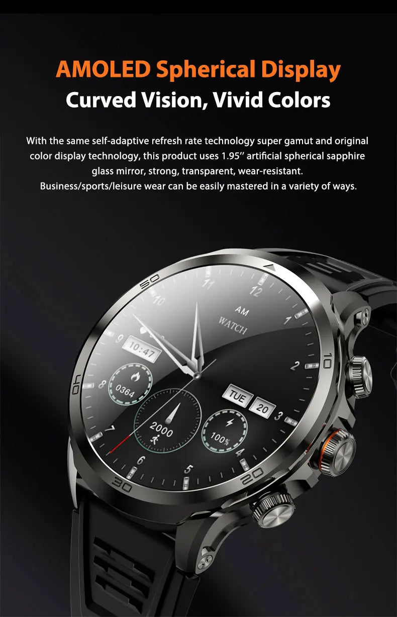 H19 Android Smartwatch - 190° Rotary Camera, GPS, 1.95" AMOLED
