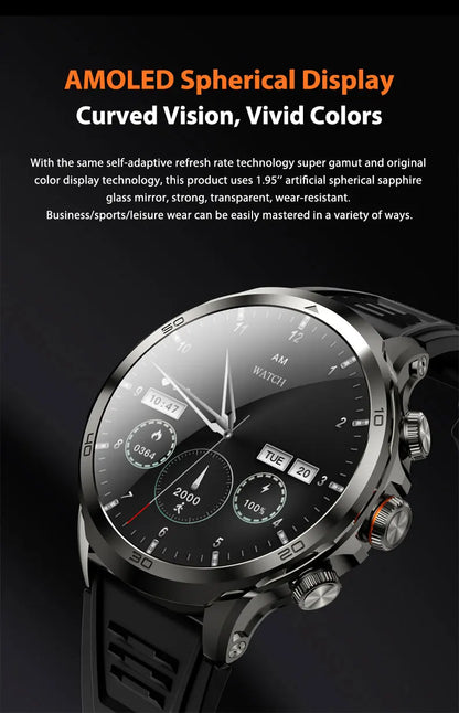 H19 Android Smartwatch - 190° Rotary Camera, GPS, 1.95" AMOLED