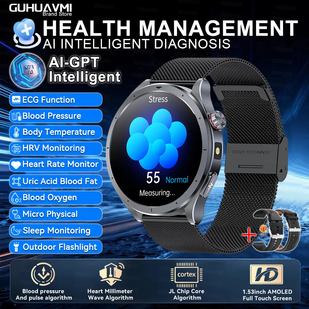 Health Smart Watch - ECG, Blood Pressure, Body Fat Analysis