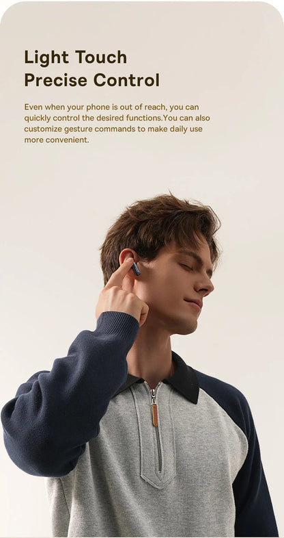 Baseus Bowie M2s Ultra Wireless Earphones Smart Screen 52dB Noise Cancelling Bluetooth 5.4 Headphones 3D Audio Spatial Earbuds