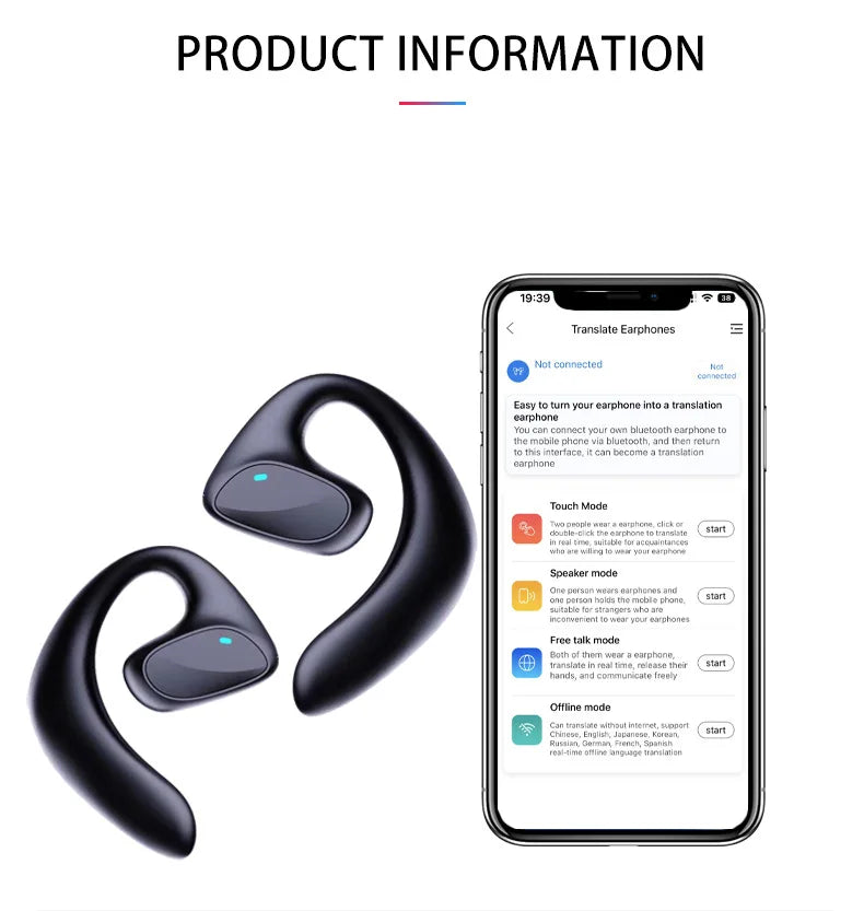 M8 Translation Headphones 144 LaM8 Translnguages instant Translate Smart Voice Translator Wireless Bluetooth Translator Earphone