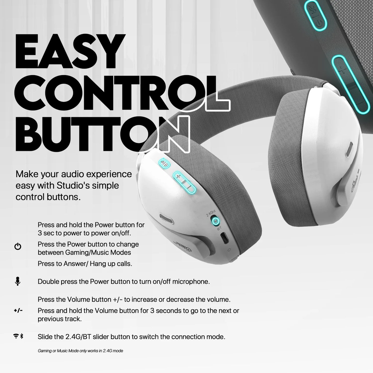 FANTECH WHG03P STUDIO PRO Gaming Headphones Wired& Wireless Bluetooth 7.1 Surround Headset With Noise Reduction Mic For PS5 XBOX