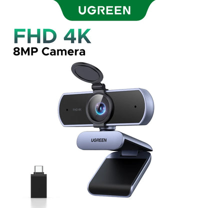 UGREEN 4K FHD 1080P Webcam 8MP for PC, PDAF Auto Focus, Dual AI Noise-Cancelling Mics, Web cam Camera for Zoom/Teams/Google Meet