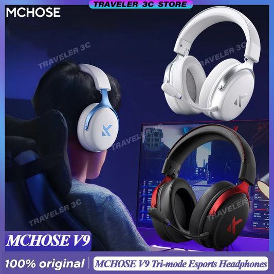 Original MCHOSE V9 Pro Customized Gaming Headphone Tri-mode Esports Earphones Hi-res Music Active Noise Reduction Headsets PC