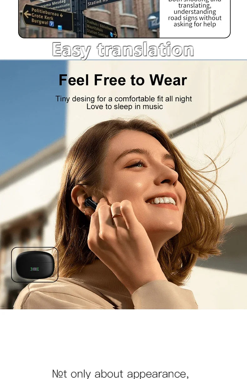 New Wireless Bluetooth Smart Voice Translation Headset Real-time Translation Chinese and English Learning Translation Headphones