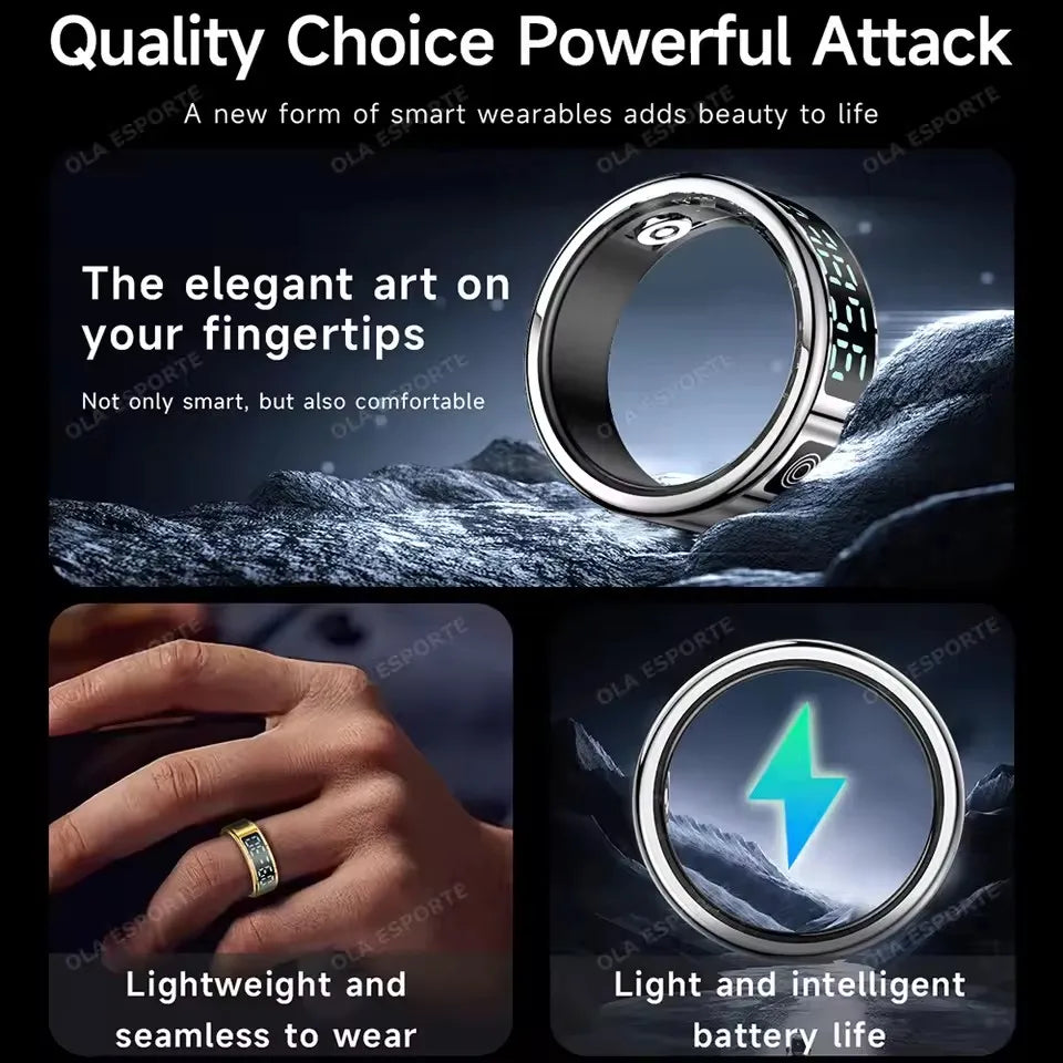 R12 Smart Ring - Display Screen, Wireless Charging, Health Tracker, Waterproof