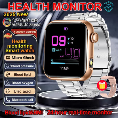 AI Smart Watch - HRV+PPG Blood Pressure Monitor, IP68 Waterproof