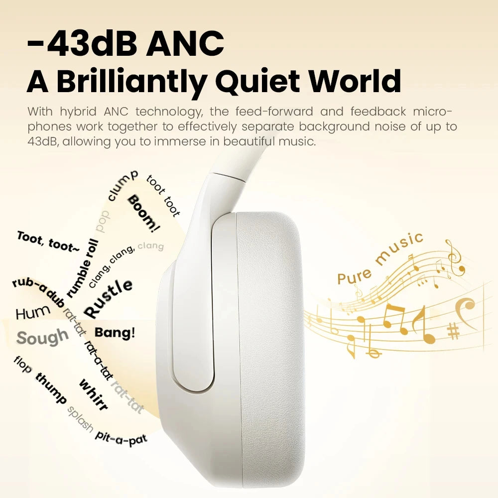 HAYLOU S30 Wireless Headphones - 43dB ANC, 40mm Driver, 80H Playtime