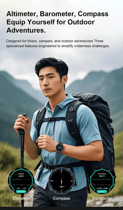 Men's GPS Smartwatch - 1.75" AMOLED, 10ATM, 1000mAh Battery