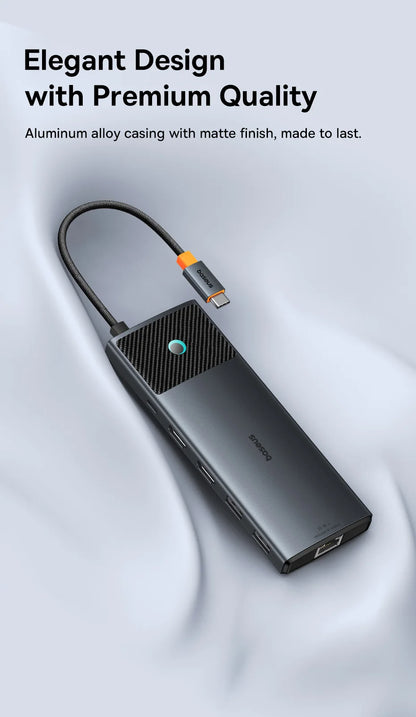 Baseus USB C HUB Dual HDMI 8K 4K Adapter 10-in-1 USB 3.2 10Gbps Splitter with RJ45 SD TF Type C PD 100W for MacBook Pro Air HUB