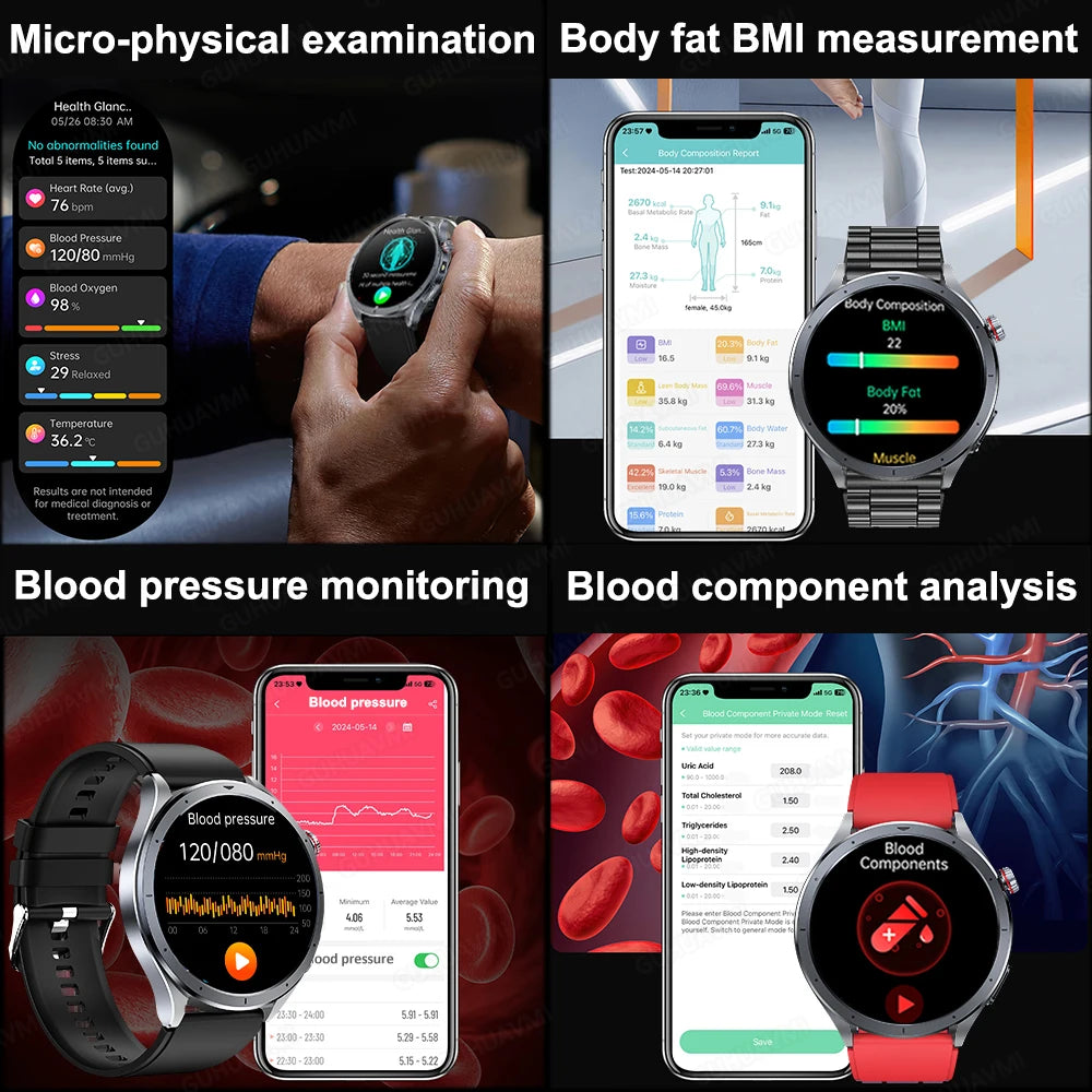 Health Smart Watch - ECG, Blood Pressure, Body Fat Analysis