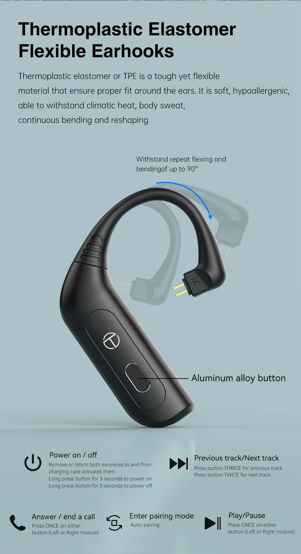 TRN BT20PRO Bluetooth 5.3 Wireless Earphone Cable - MMCX/2Pin/QDC