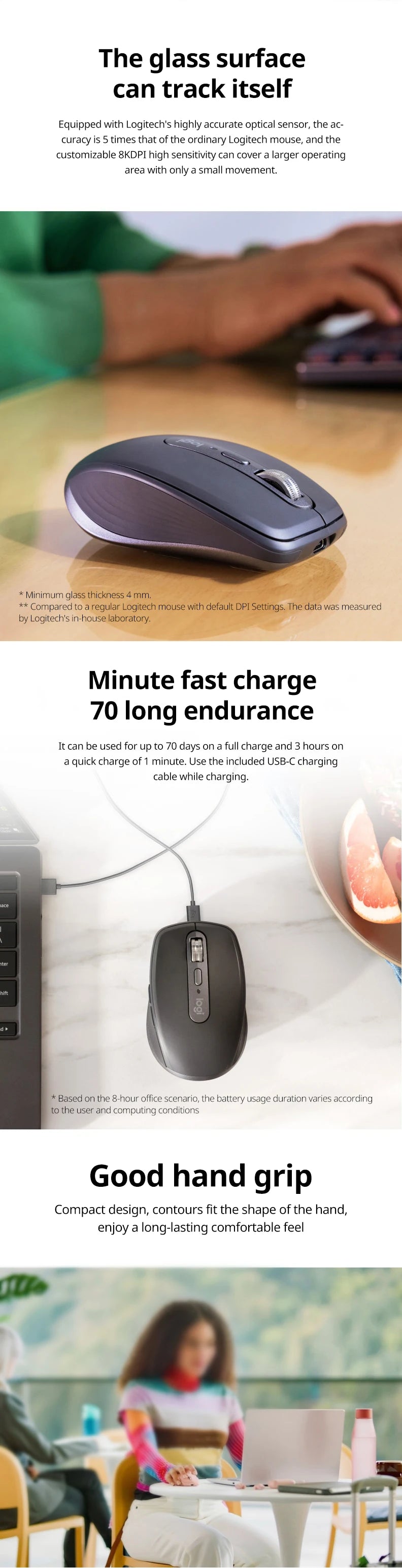 Logitech Master MX Anywhere 3S Office Silent Mouse Wireless Bluetooth 8K DPI,Magspeed Rapid Roller,Fast Charge Long Battery Life