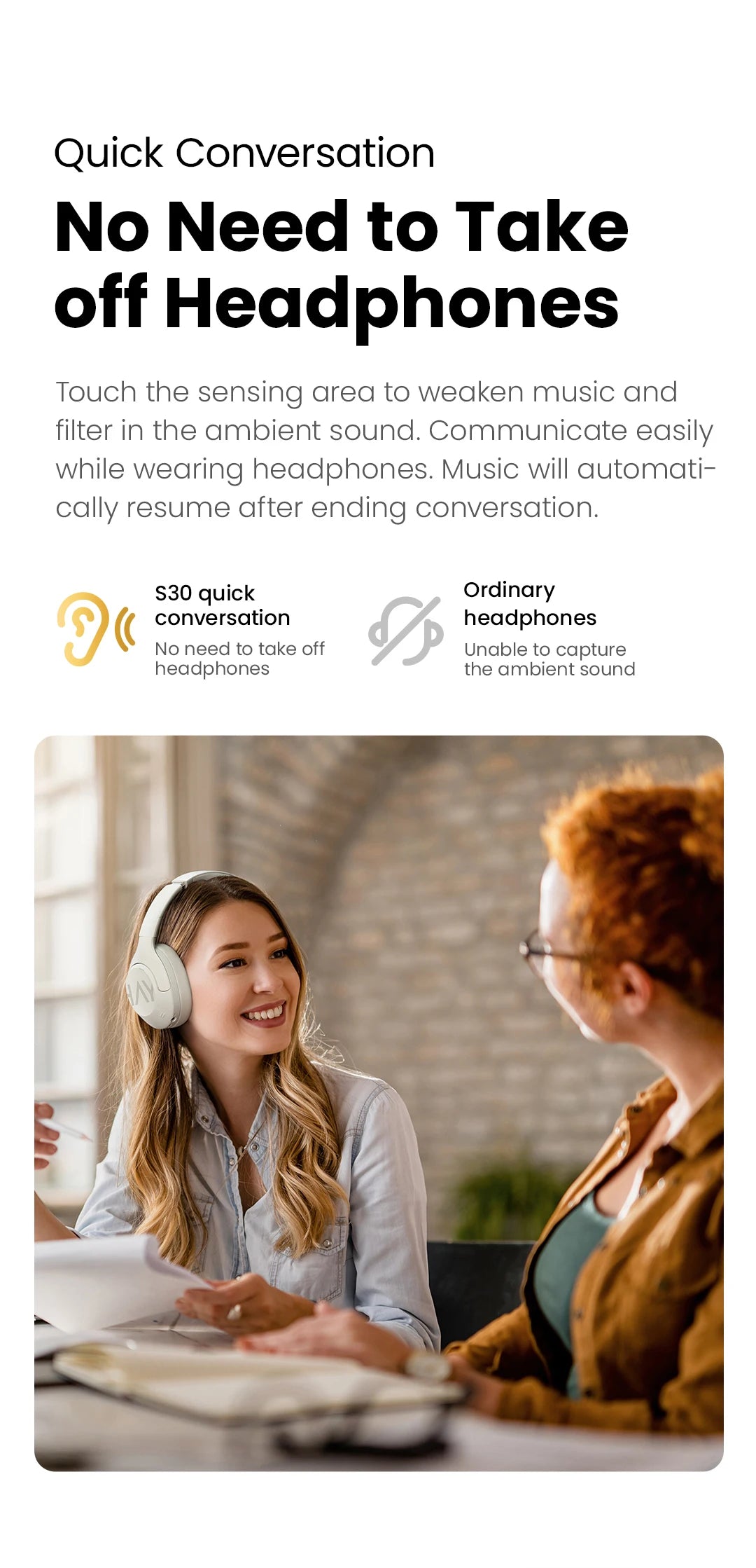 HAYLOU S30 Wireless Headphones - 43dB ANC, 40mm Driver, 80H Playtime