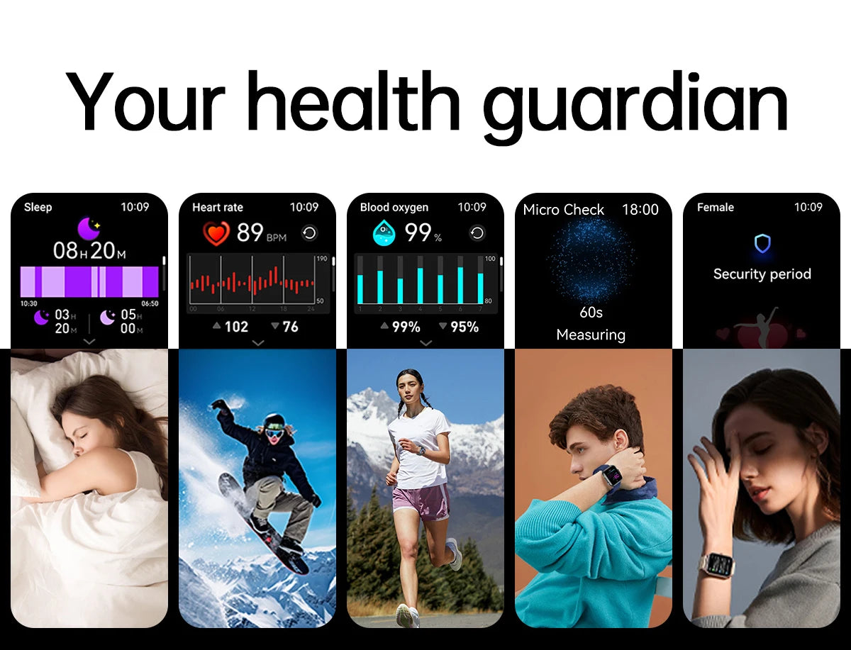 AI Smart Watch - HRV+PPG Blood Pressure Monitor, IP68 Waterproof