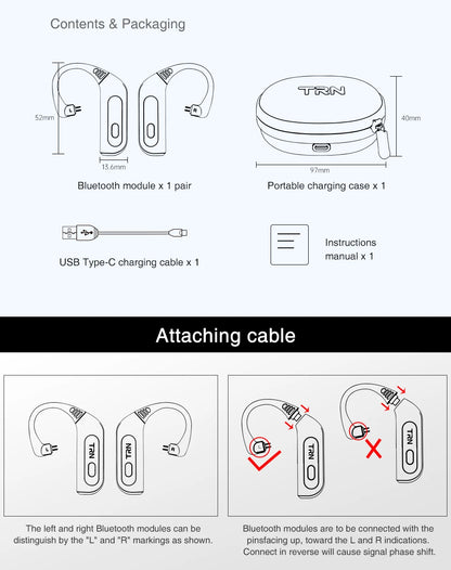 TRN BT20PRO Bluetooth 5.3 Wireless Earphone Cable - MMCX/2Pin/QDC