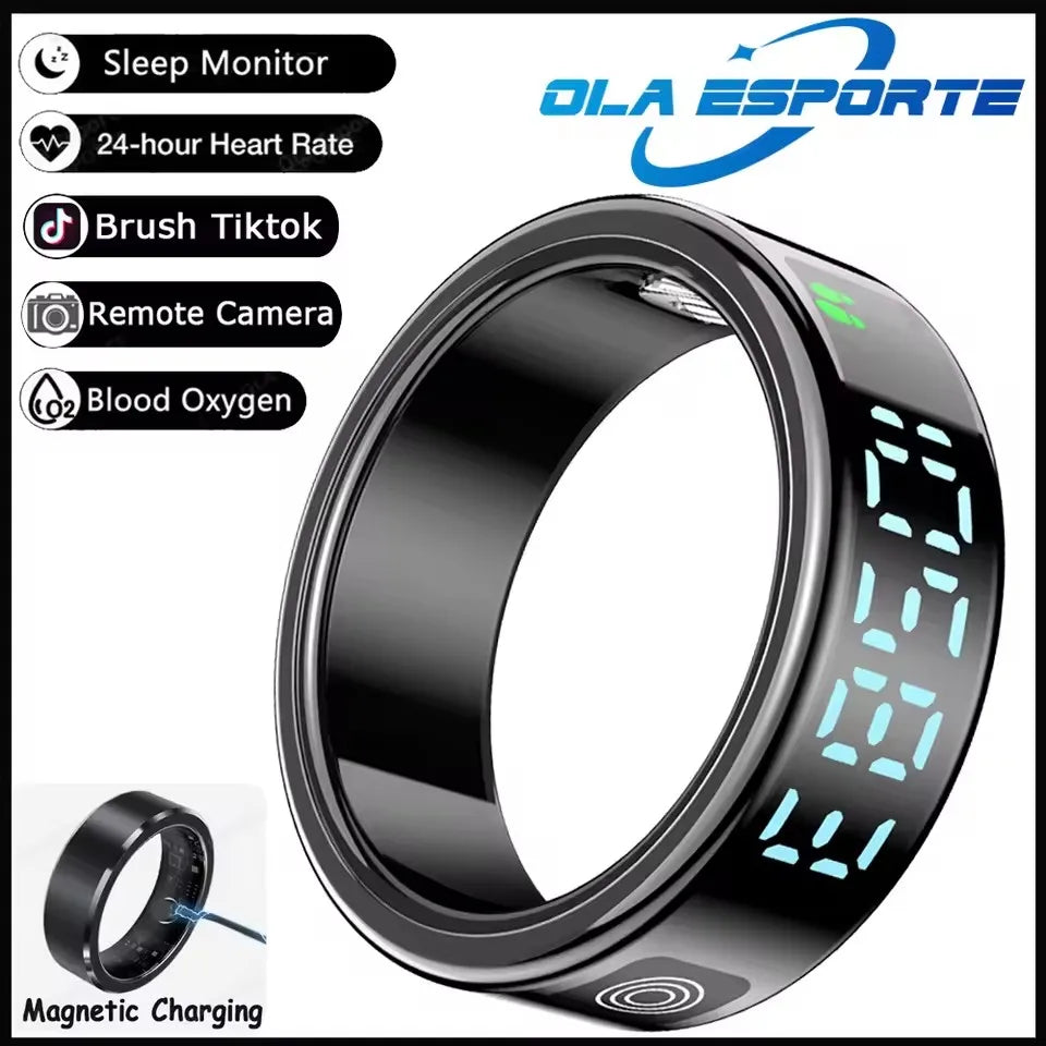 R12 Smart Ring - Display Screen, Wireless Charging, Health Tracker, Waterproof