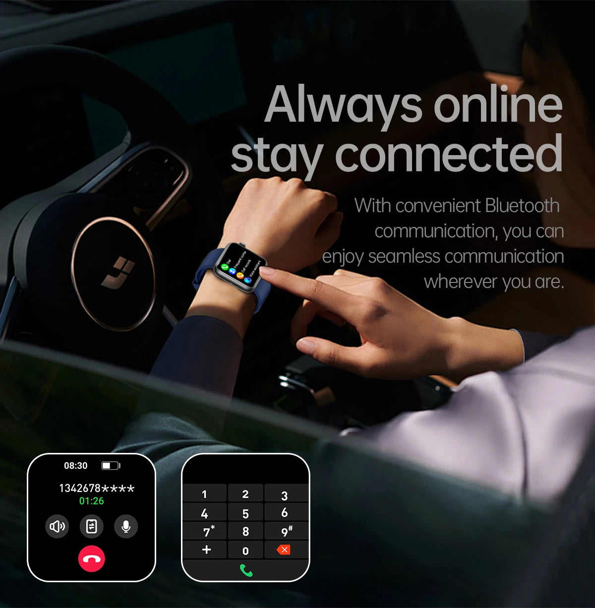 AI Smart Watch - HRV+PPG Blood Pressure Monitor, IP68 Waterproof