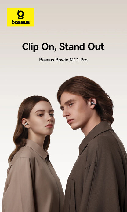 Baseus MC1 Pro Ear Clip Wireless Earphones Bluetooth 6.0 Hi-Res Ultra Open Earbuds earrings 4-Mic ENC Clip on ear buds Headphone