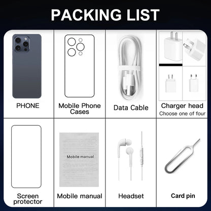 I16 Pro Max 2026 New HOT 6.8inch HD Global Edition Original Smart Dual Card 6800mAh Battery Facial Recognition Function