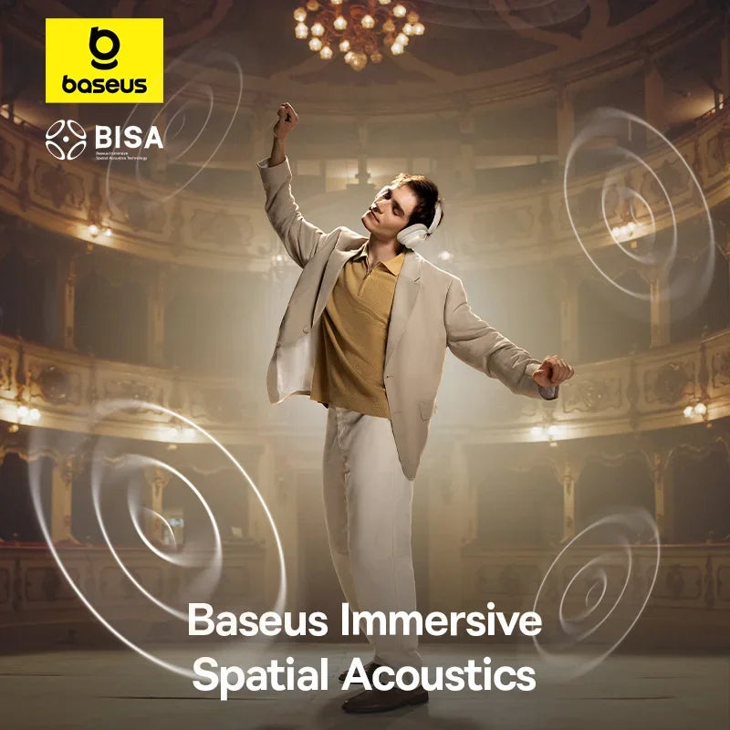 Baseus Bowie H1s Wireless Headphones - 46dB ANC, Hi-Res Spatial Audio, 120H