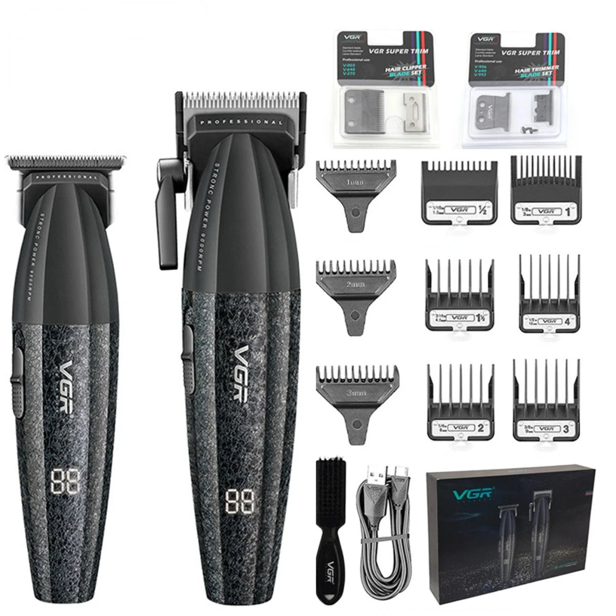 VGR V-640 Professional Hair Clipper - 9000 RPM Rechargeable Trimmer for Men