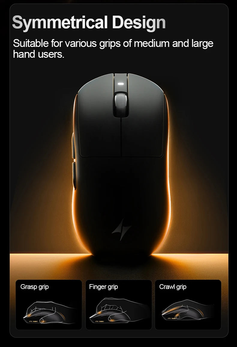 ATK Dragonfly A9 Ultra Wireless E-sports Gaming Mouse Ultra-lightweight Tri-mode Dual 8K Ergonomic Mice A9 Plus PAW3395/3950