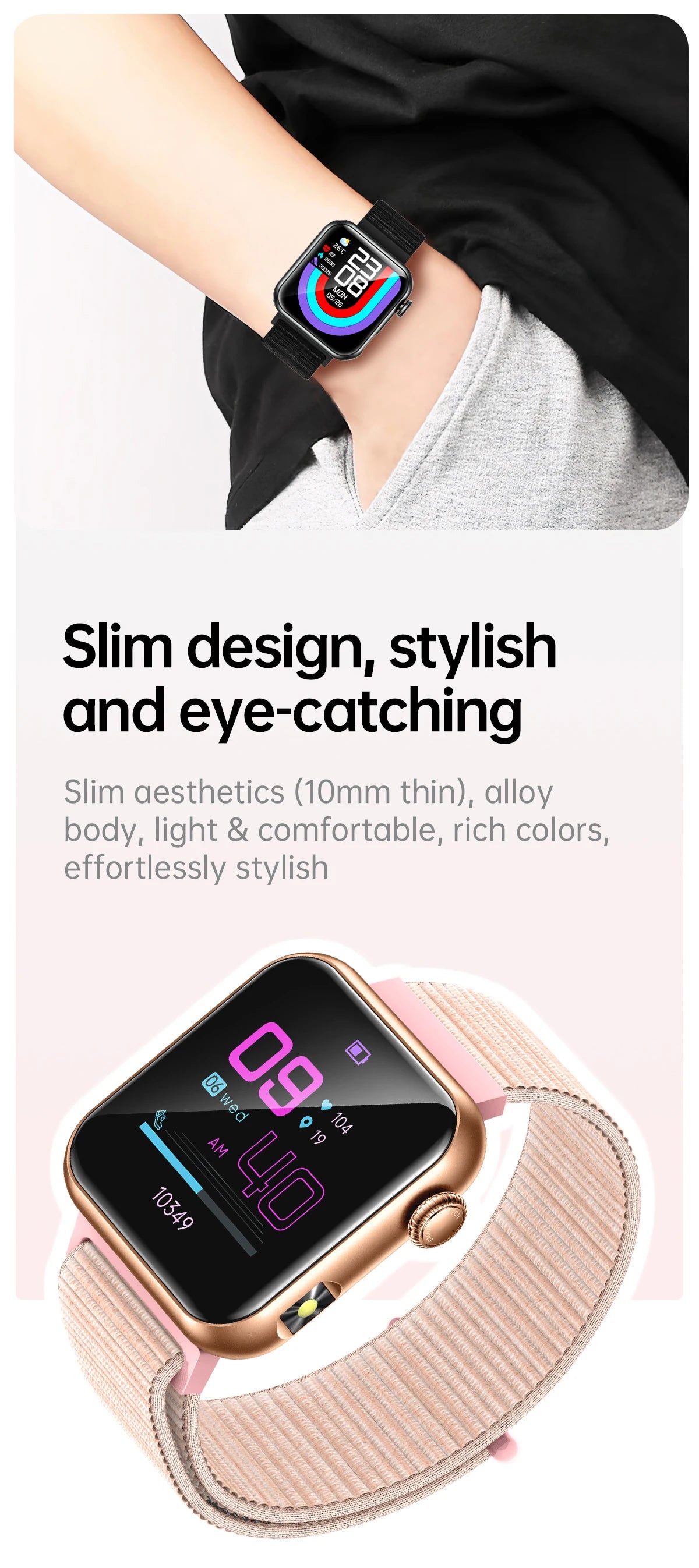 AI Smart Watch - HRV+PPG Blood Pressure Monitor, IP68 Waterproof