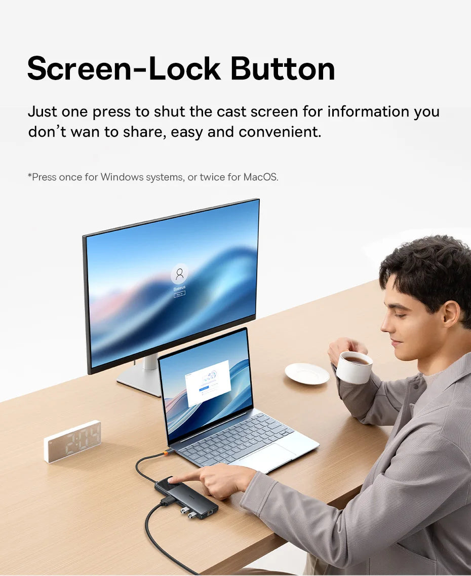 Baseus USB C HUB Dual HDMI 8K 4K Adapter 10-in-1 USB 3.2 10Gbps Splitter with RJ45 SD TF Type C PD 100W for MacBook Pro Air HUB