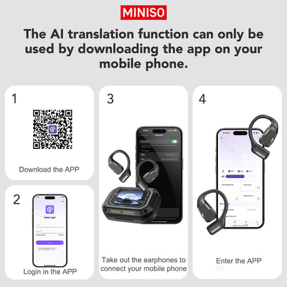 [AI Translator] MINISO M98 Wireless Headphones OWS Sports Bluetooth Earphones Gaming Headset ASMR APP Translation Earbuds IPX5