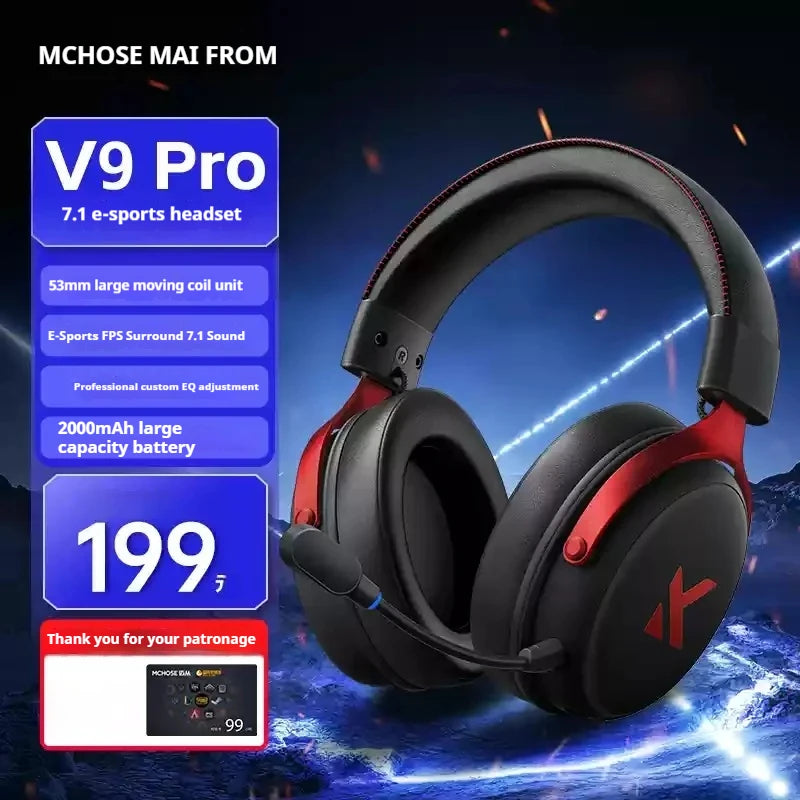 MCHOSE V9 pro Wireless Bluetooth Headset with Three Mode Microphone Noise Reduction Dynamic Sound Low Delay Office And Gaming