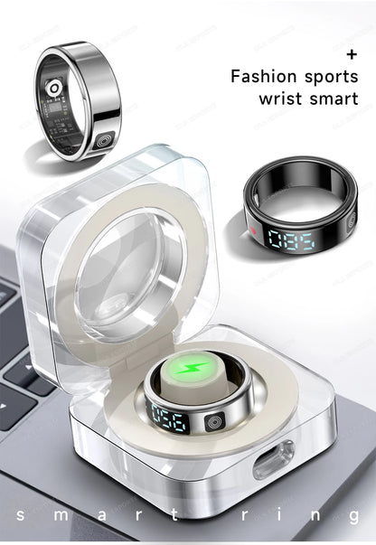 R12 Smart Ring - Display Screen, Wireless Charging, Health Tracker, Waterproof