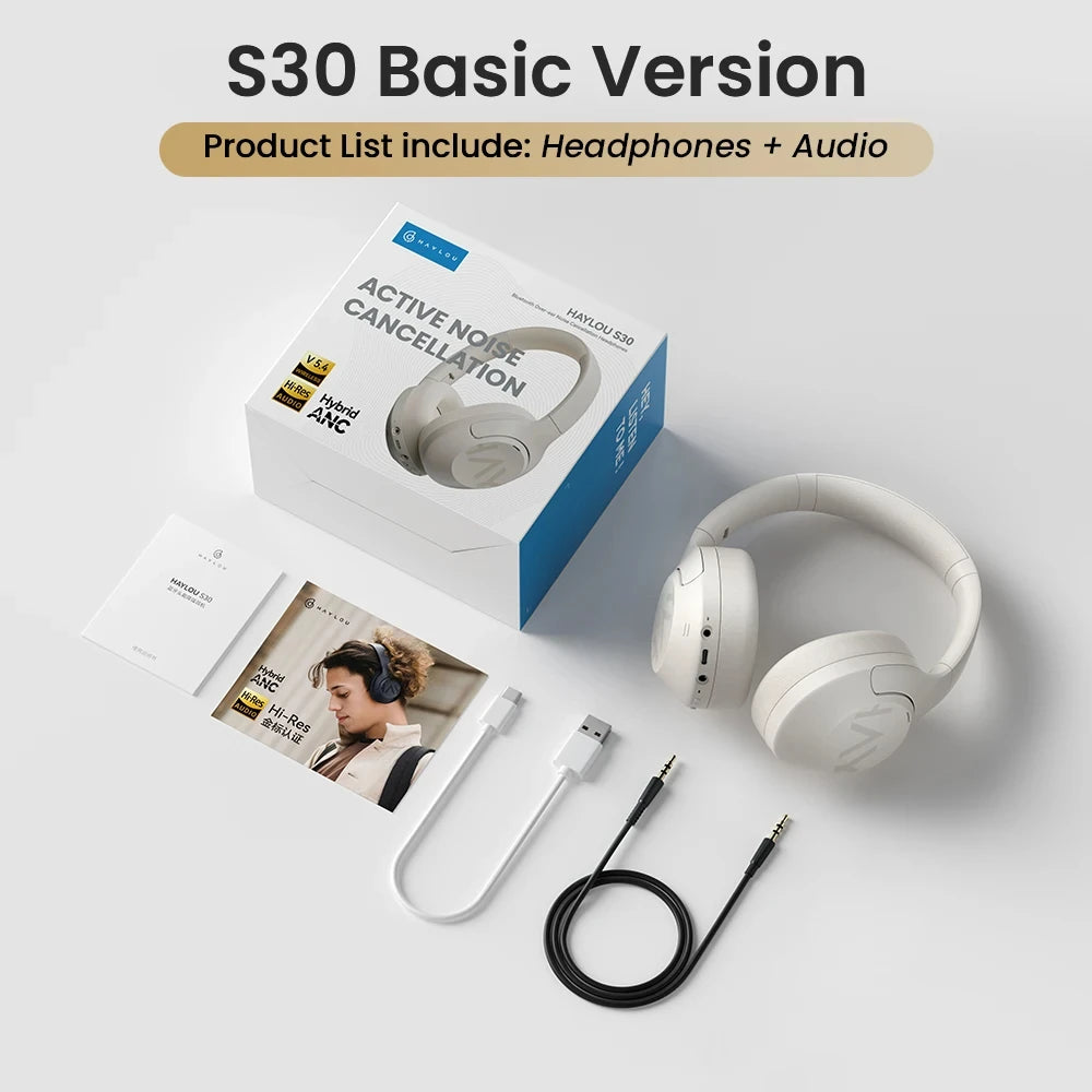 HAYLOU S30 Bluetooth 5.4 Headphones - 43dB ANC, 80H Playtime
