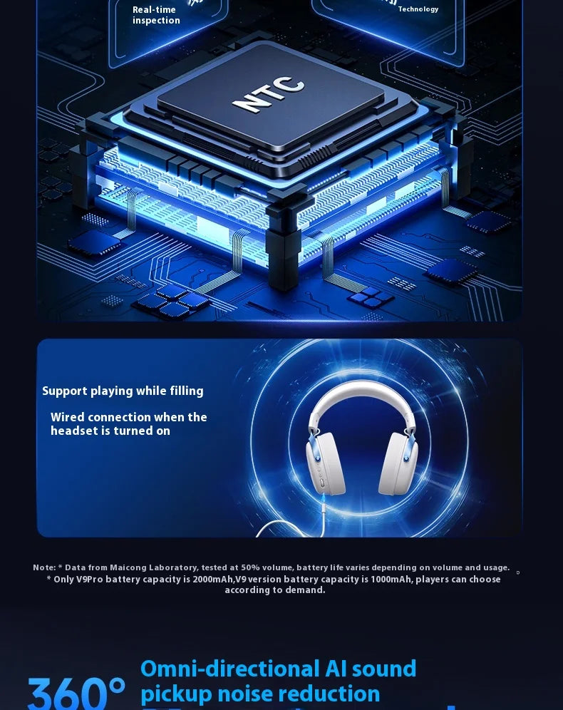 MCHOSE V9 pro Wireless Bluetooth Headset with Three Mode Microphone Noise Reduction Dynamic Sound Low Delay Office And Gaming