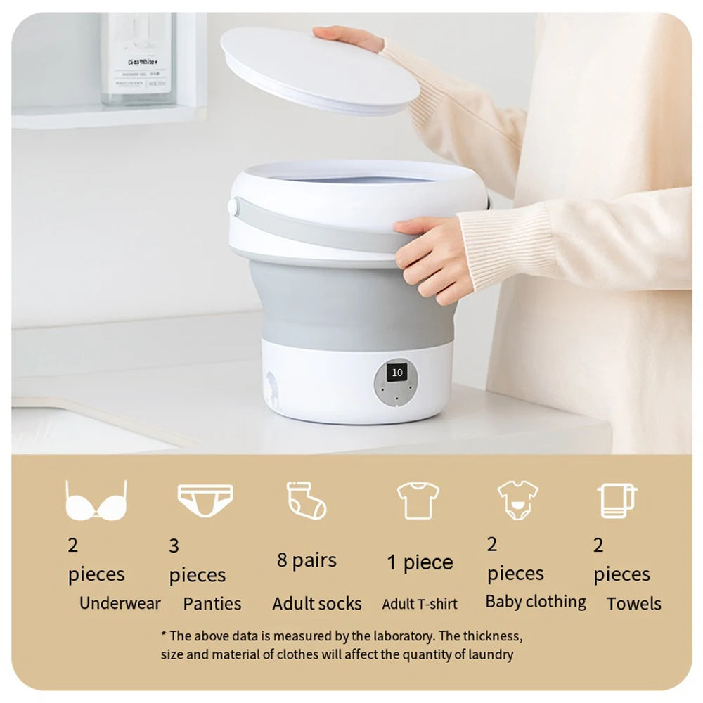 Portable Folding Washing Machine 6L 11L - Mini Ultrasonic Washer Spin Dryer