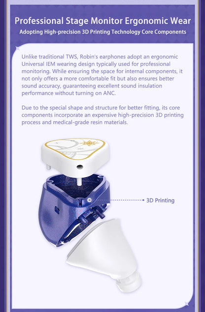 MOONDROP ROBIN Earphone Honkai Star Rail Robin's Earphones TWS Hybrid Dynamic Driver + Planar Driver ANC TWS Earphones