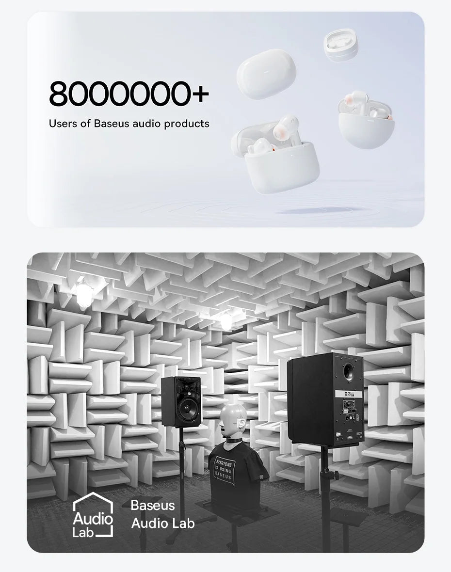 Baseus Bowie M2s Ultra Wireless Earphones Smart Screen 52dB Noise Cancelling Bluetooth 5.4 Headphones 3D Audio Spatial Earbuds