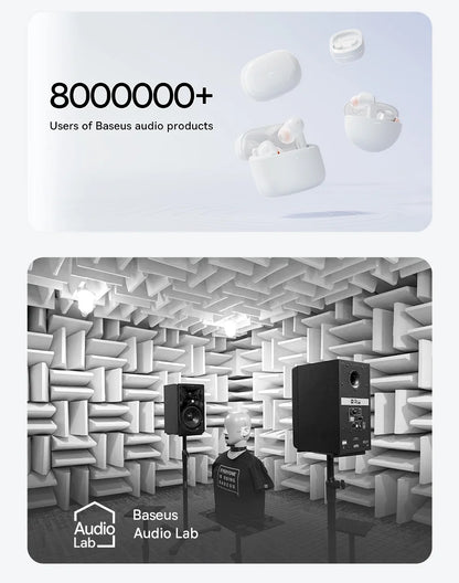 Baseus Bowie M2s Ultra Wireless Earphones Smart Screen 52dB Noise Cancelling Bluetooth 5.4 Headphones 3D Audio Spatial Earbuds