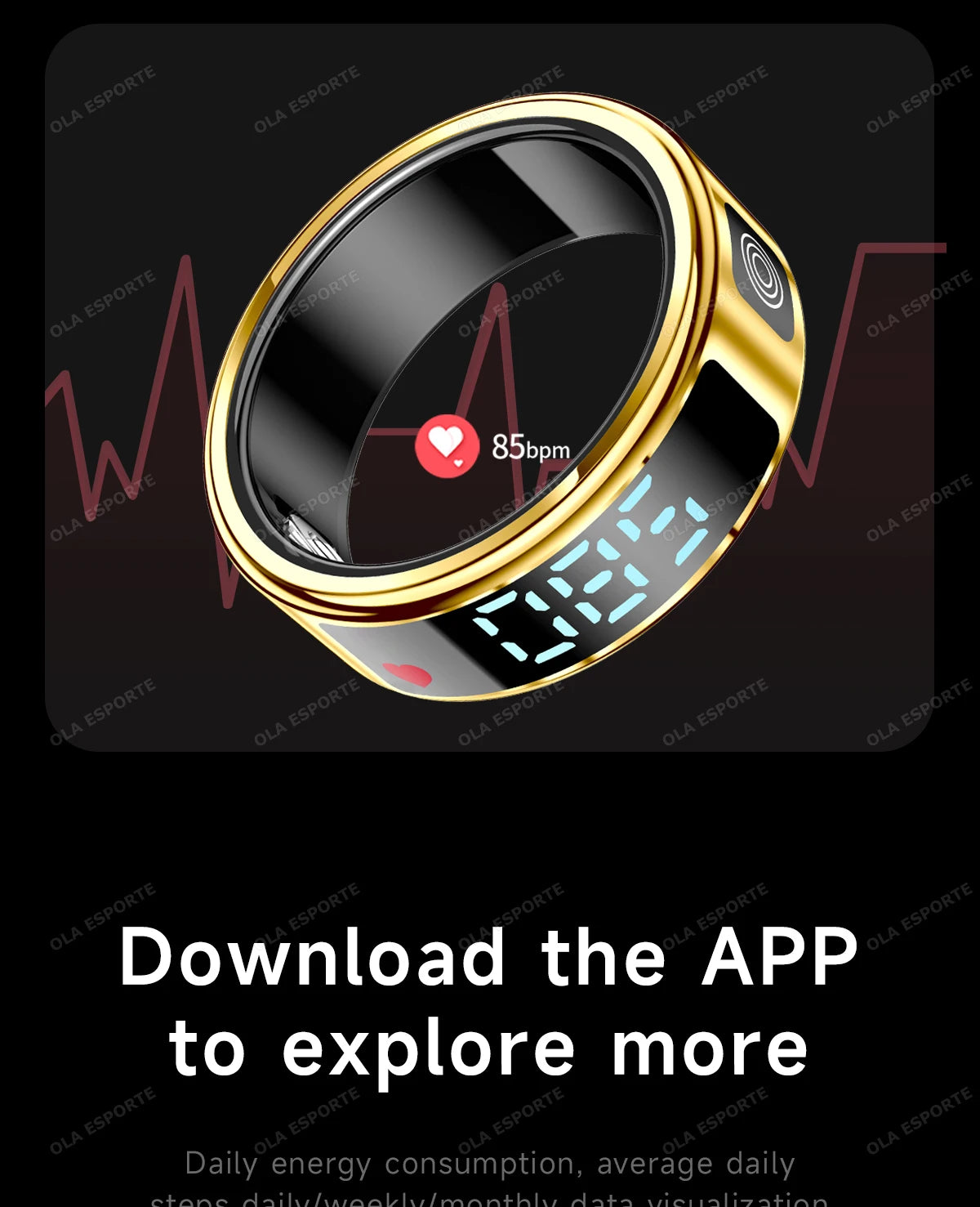 R12 Smart Ring - Display Screen, Wireless Charging, Health Tracker, Waterproof